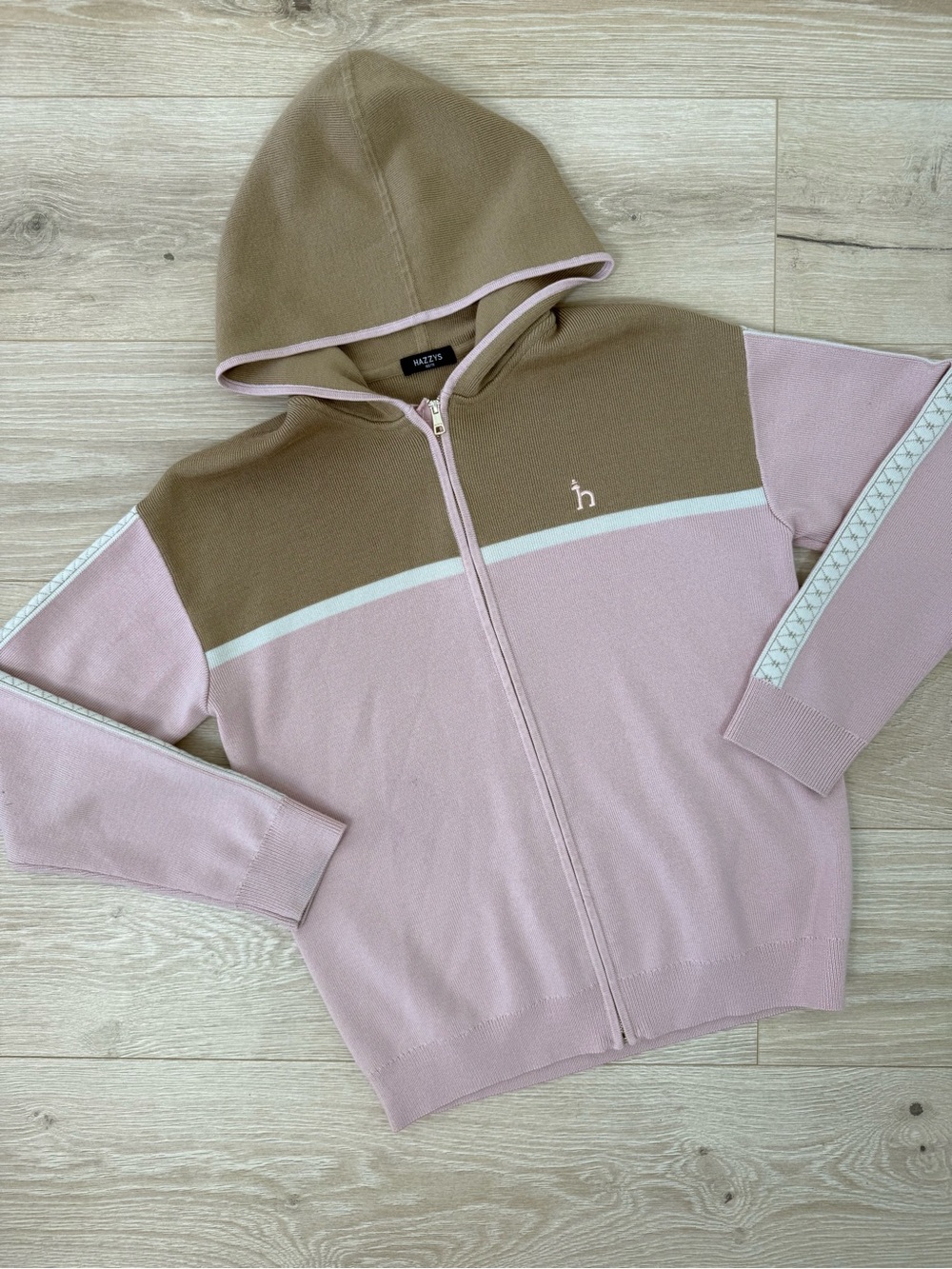 Hazzys Wool Blend Knit Zip Up Hooded Jacket
